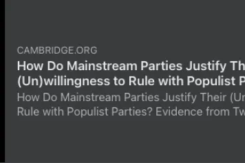 Les avantages et les inconvénients de (ne pas) inclure les partis anti-establishment dans le gouvernement 