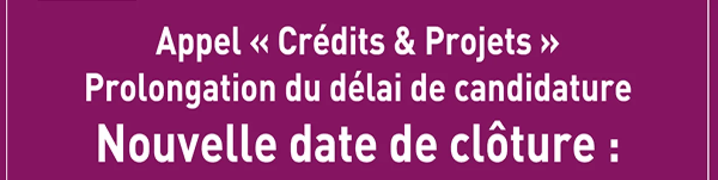 Appel « Crédits & Projects » - Prolongation du délai de candidature - Nouvelle date de clôture : jeudi 9 juillet