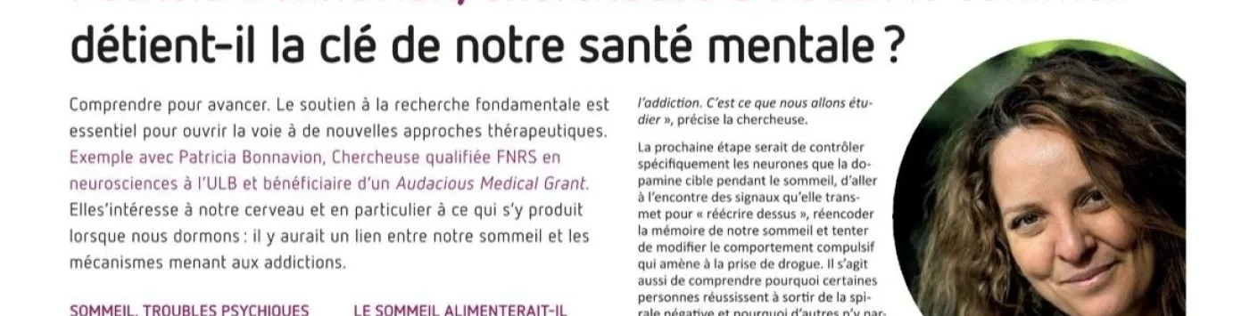 Visages de la recherche : Patricia Bonnavion, du sommeil aux addictions