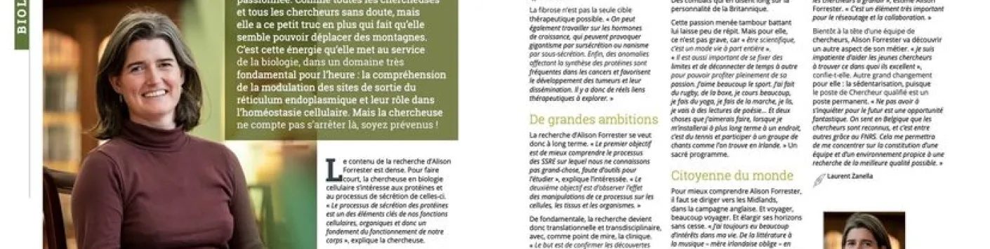  Félicitations à Alison Forrester, nouvelle Chercheuse qualifiée à l' Université de Namur