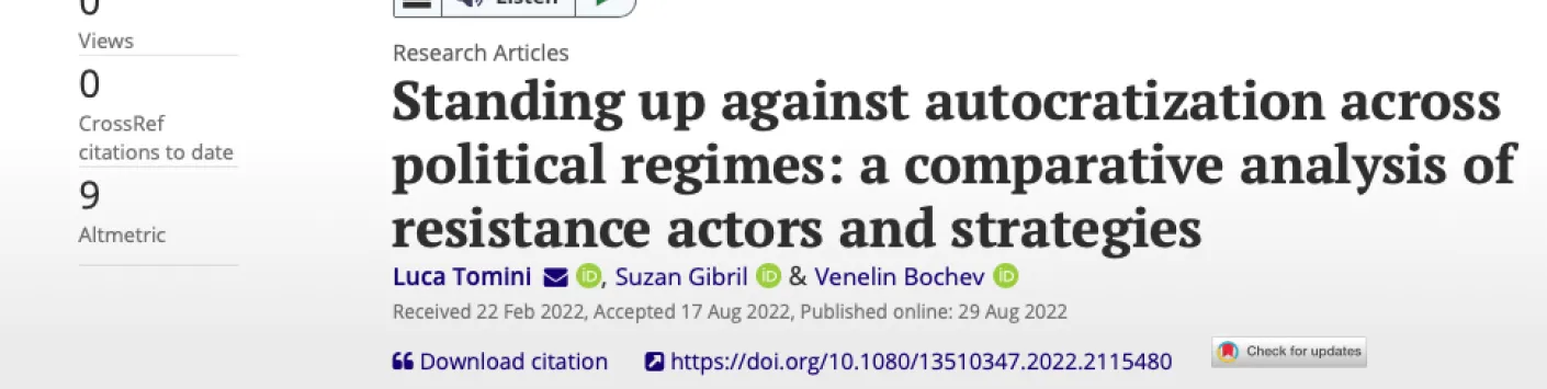 S'opposer à l'autocratisation à travers les régimes politiques : une analyse comparative des acteurs et des stratégies de résistance